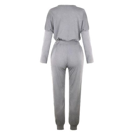 Summer Loose Women Set long Sleeve Top Shirt And Pants Two Piece Sets