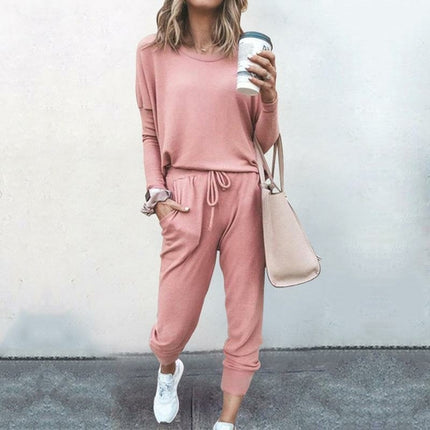 Summer Loose Women Set long Sleeve Top Shirt And Pants Two Piece Sets