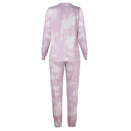 Tie Dye Two Piece Set Casual Long Sleeve Top Shirt And Loose Pants