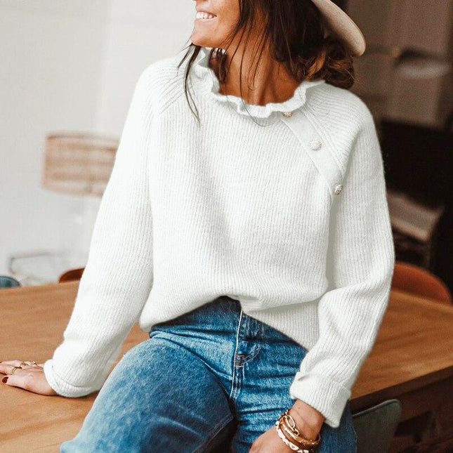 Autumn Winter Buttoned Knitted Sweater