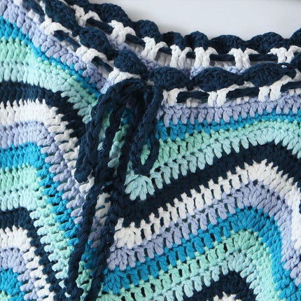 Drawstring High Waist Handmade Crochet Mini Skirt