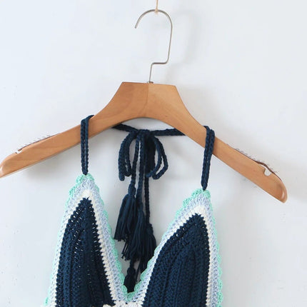 Summer Knitted Handmade Crochet Backless Camis