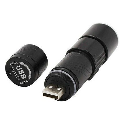 Torch LED EDM USB Rechargeable Zoom Mini Black Aluminium 120 Lm