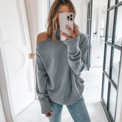 Sexy Off Shoulder Loose Women Hollow Out Pullover Tops