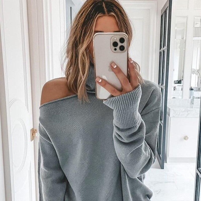 Sexy Off Shoulder Loose Women Hollow Out Pullover Tops