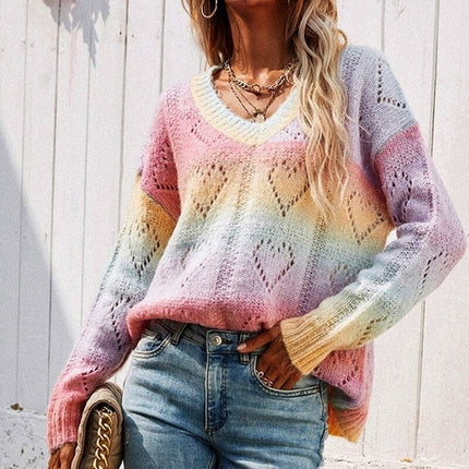 Rainbow Heart Knitted Pullover