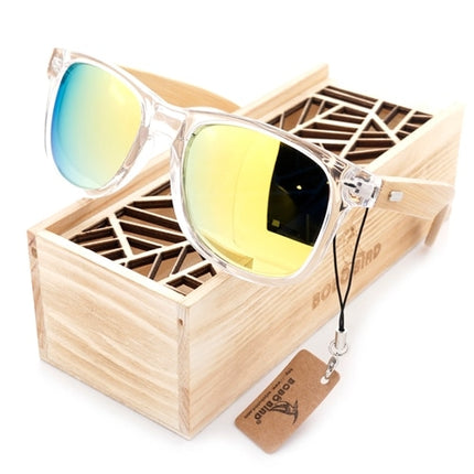 Clear Color Wood Bamboo Sunglasses