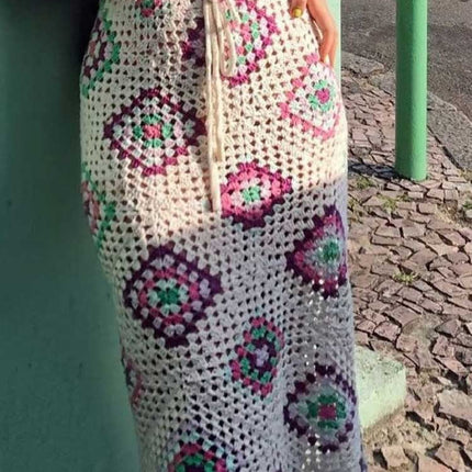 Crochet Knitted High-waist Long Boho Beach Skirt