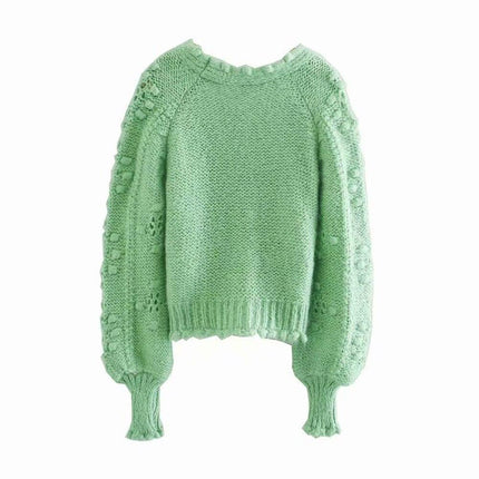 Textured Knitted Crochet Cardigan Sweater Jacket Outerwear