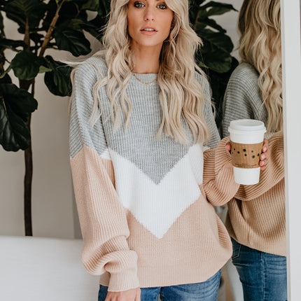 Woman Patchwork Loose Knitted Sweaters