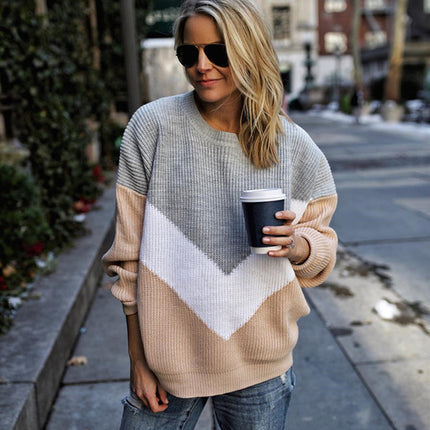 Woman Patchwork Loose Knitted Sweaters