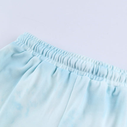 Sky Blue Tie Dye Knit Long Sleeve and Short Pajamas Set