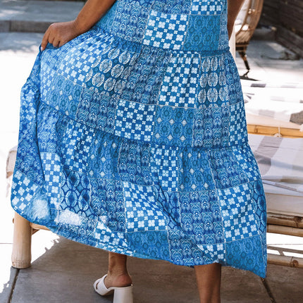 Blue Boho Maxi Skirt