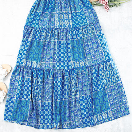 Blue Boho Maxi Skirt
