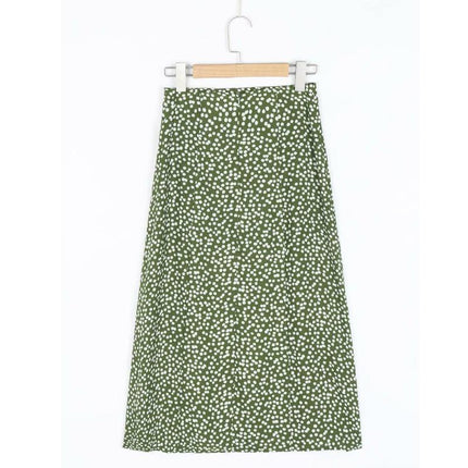 Olive Straight One Leg Split Skirt