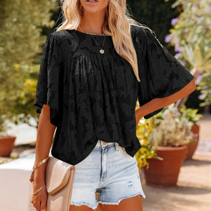 FlowerLace O-neck Style Top
