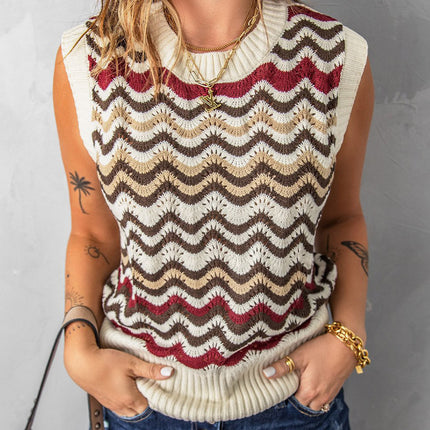 Knit Tank Vest Hollow Out Lace Crochet Sleeveless Vest