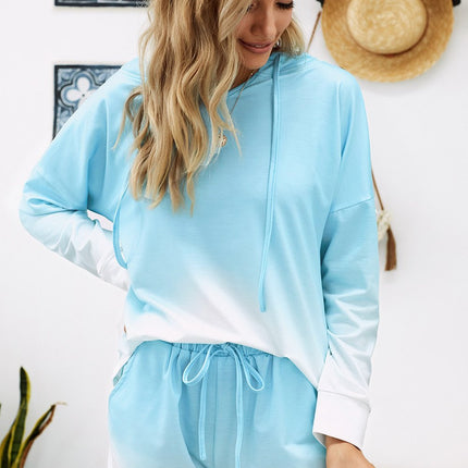 Light Blue Hooded Lounge Two Piece Set