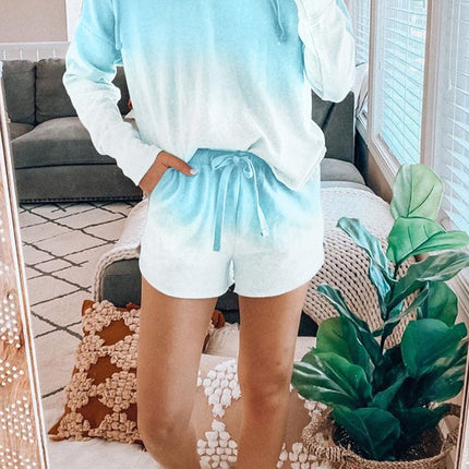 Light Blue Hooded Lounge Two Piece Set
