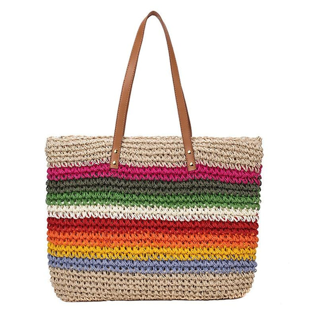 Women Rainbow color Handbag Beach Bag