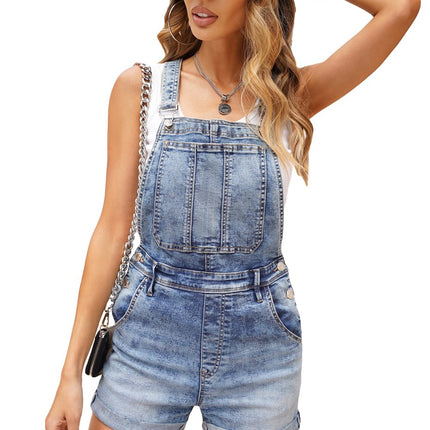 Women's Fashion Light Blue Washed Jeans Playsuit