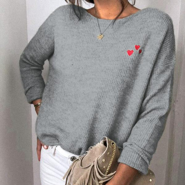 Long Sleeve Heart Sweater Pullover