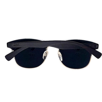 Midnight Black Bamboo Club Sunglasses with Case