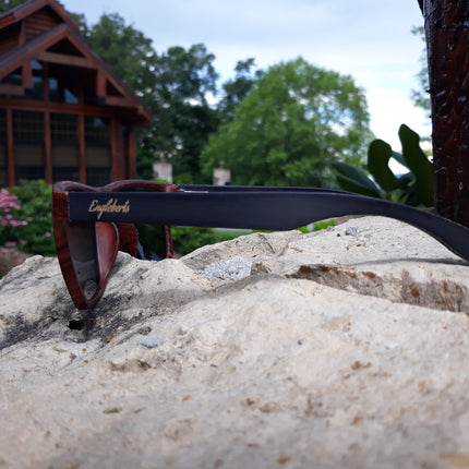 Oak Colored Frames, Bamboo Sunglasses, Blue Polarized Lenses with Case