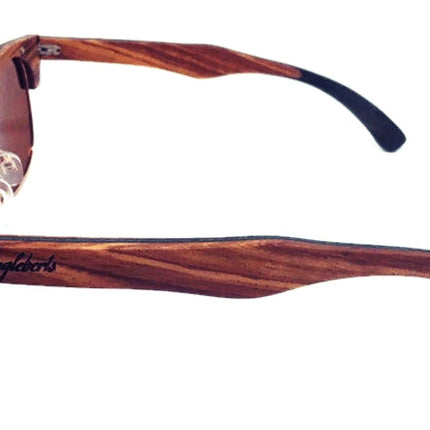 Full Wood, Half Rim Wooden Sunglasses, Tea Polarized Lenses